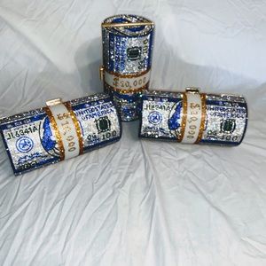 $100 USA DOLLAR BILL  $10K 💵MONEY ROLL RHINESTONE 💎BLING 💎CROSSBODY BAG 
NEW